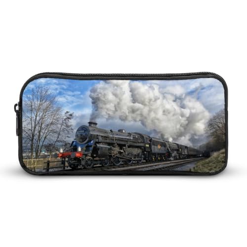 JiuPopular Federmäppchen, Eisenbahn-DampftrainingSchreibwaren-Tasche als Federmäppchen für Büro und Schule, Business-Reisetasche oder kleine Werkzeugbox, Make-up-Tasche für Mädchen von JiuPopular