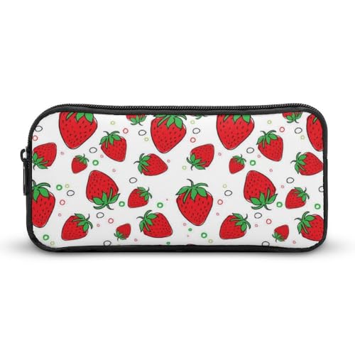 JiuPopular Federmäppchen, Erdbeeren-Schreibwaren-Tasche als Federmäppchen für Büro und Schule, Business-Reisetasche oder kleine Werkzeugbox, Make-up-Tasche für Mädchen von JiuPopular