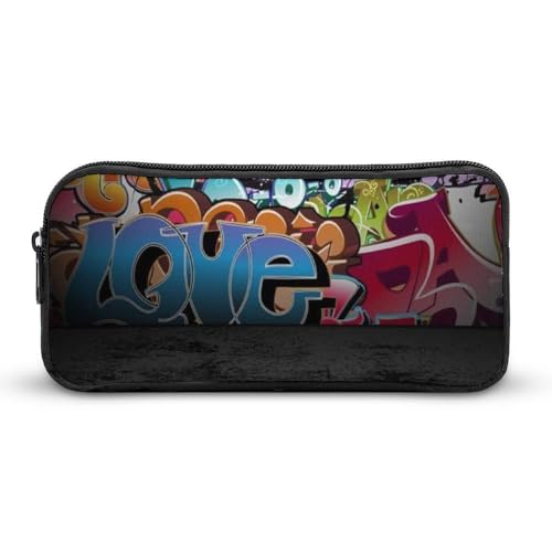 JiuPopular Federmäppchen, Graffiti-Hip-HopSchreibwaren-Tasche als Federmäppchen für Büro und Schule, Business-Reisetasche oder kleine Werkzeugbox, Make-up-Tasche für Mädchen von JiuPopular