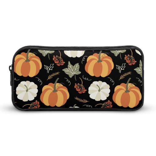 JiuPopular Federmäppchen, Herbst-Kürbisblätter, Schreibwaren-Tasche als Federmäppchen für Büro und Schule, Geschäftsreisetasche oder kleine Werkzeugbox, Make-up-Tasche für Mädchen von JiuPopular