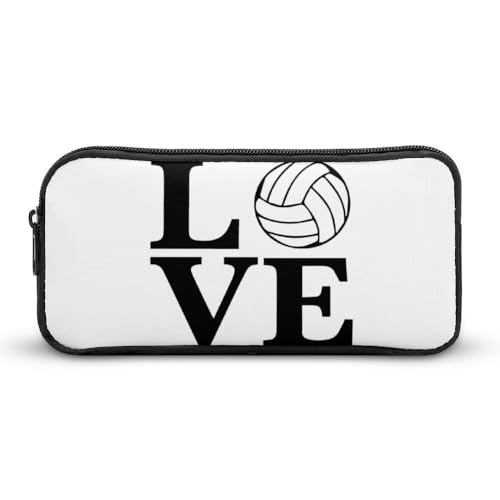 JiuPopular Federmäppchen, "I Love Volleyball-Schreibwaren", als Federmäppchen für Büro und Schule, Business-Reisetasche oder kleine Werkzeugbox, Make-up-Tasche für Mädchen von JiuPopular
