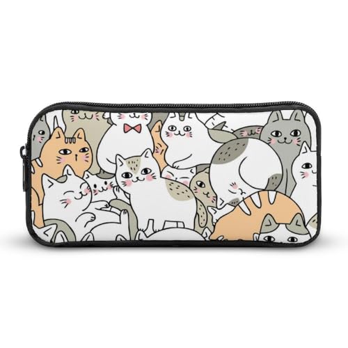 JiuPopular Federmäppchen, Katzenmuster, Schreibwaren-Tasche als Federmäppchen für Büro und Schule, Business-Reisetasche oder kleine Werkzeugbox, Make-up-Tasche für Mädchen von JiuPopular