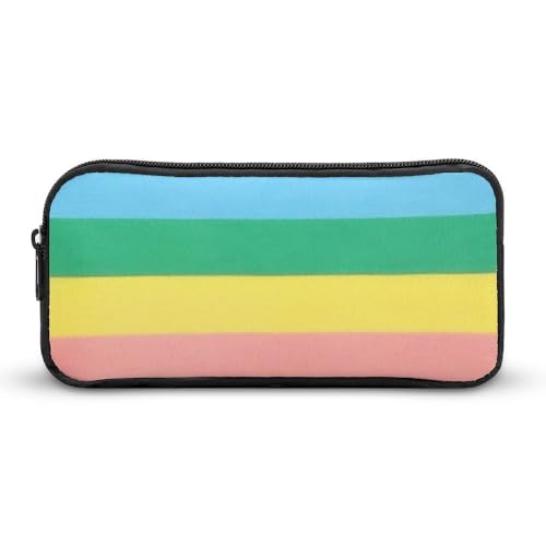 JiuPopular Federmäppchen, Regenbogenfarben, horizontal gestreift, Schreibwaren-Tasche als Federmäppchen für Büro und Schule, Geschäftsreise oder kleine Werkzeugbox, Make-up-Tasche für Mädchen von JiuPopular