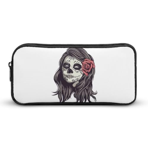 JiuPopular Federmäppchen, Totenkopf-Prinzessin, Schreibwaren-Tasche als Federmäppchen für Büro und Schule, Business-Reisetasche oder kleine Werkzeugbox, Make-up-Tasche für Mädchen von JiuPopular
