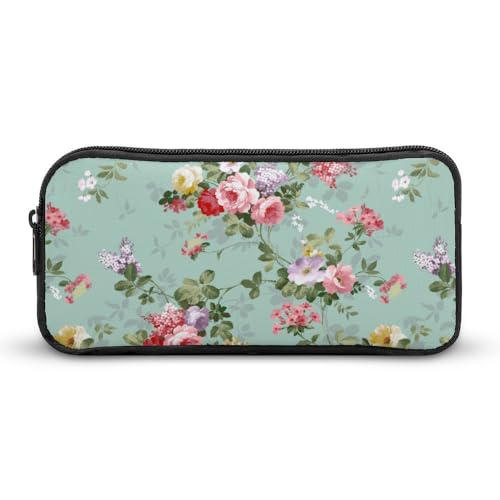 JiuPopular Federmäppchen, Vintage-Blumenmuster, Schreibwaren-Tasche als Federmäppchen für Büro und Schule, Business-Reisetasche oder kleine Werkzeugbox, Make-up-Tasche für Mädchen von JiuPopular