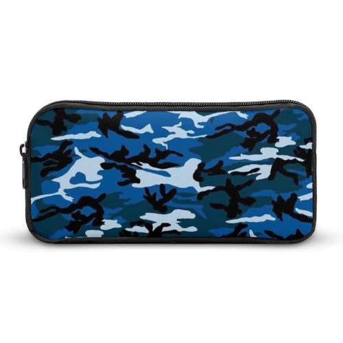 JiuPopular Federmäppchen, blaue CamoStationery Tasche verwendet als Federmäppchen für Büro und Schule, Business-Reisetasche oder kleine Werkzeugbox, Mädchen Make-up-Tasche von JiuPopular