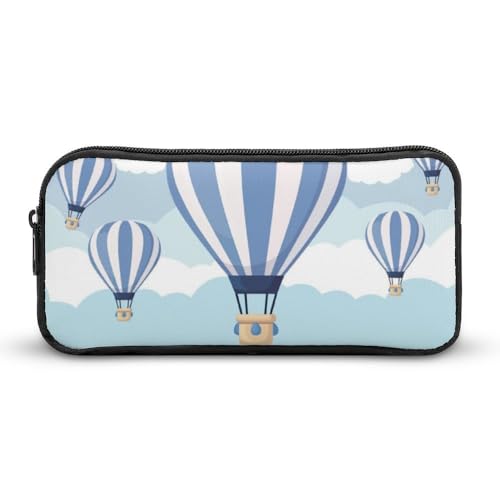 JiuPopular Federmäppchen, blaue Heißluftballon-Schreibwaren-Tasche als Federmäppchen für Büro und Schule, Geschäftsreisetasche oder kleine Werkzeugbox, Make-up-Tasche für Mädchen von JiuPopular