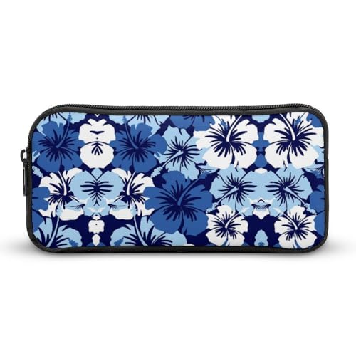JiuPopular Federmäppchen, blaue Hibiskusblüte, Schreibwaren-Tasche als Federmäppchen für Büro und Schule, Geschäftsreisetasche oder kleine Werkzeugbox, Make-up-Tasche für Mädchen von JiuPopular
