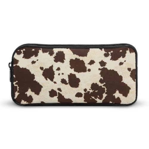 JiuPopular Federmäppchen, braunes Rindsleder, Schreibwaren-Tasche als Federmäppchen für Büro und Schule, Business-Reisetasche oder kleine Werkzeugbox, Make-up-Tasche für Mädchen von JiuPopular