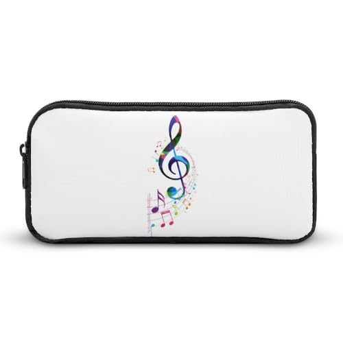 JiuPopular Federmäppchen, bunte Musiknoten, Schreibwaren-Tasche als Federmäppchen für Büro und Schule, Business-Reisetasche oder kleine Werkzeugbox, Make-up-Tasche für Mädchen von JiuPopular