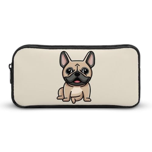 JiuPopular Federmäppchen, französische Bulldogge, Schreibwaren-Tasche als Federmäppchen für Büro und Schule, Business-Reisetasche oder kleine Werkzeugbox, Make-up-Tasche für Mädchen von JiuPopular