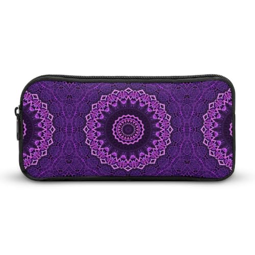 JiuPopular Federmäppchen, lila MandalaStationery Tasche verwendet als Federmäppchen für Büro und Schule, Business-Reisetasche oder kleine Werkzeugbox, Mädchen Make-up-Tasche von JiuPopular