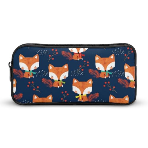 JiuPopular Federmäppchen, niedlicher Schal, Fuchs, Schreibwaren-Tasche als Federmäppchen für Büro und Schule, Business-Reisetasche oder kleine Werkzeugbox, Make-up-Tasche für Mädchen von JiuPopular