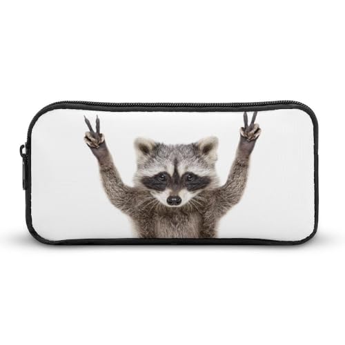 JiuPopular Federmäppchen, niedlicher Waschbär-Schreibwarenbeutel als Federmäppchen für Büro und Schule, Business-Reisetasche oder kleine Werkzeugbox, Make-up-Tasche für Mädchen von JiuPopular