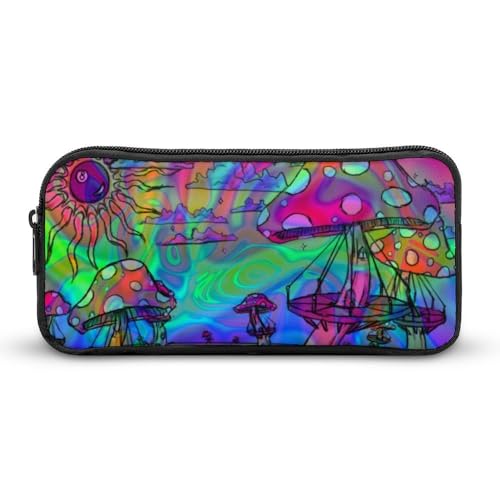 JiuPopular Federmäppchen, psychedelischer Trippy-Pilz-Schreibwaren-Tasche als Federmäppchen für Büro und Schule, Geschäftsreisetasche oder kleine Werkzeugbox, Make-up-Tasche für Mädchen von JiuPopular