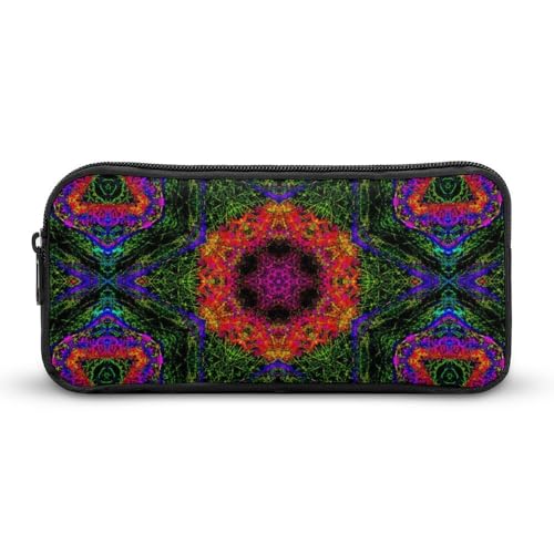 JiuPopular Federmäppchen, psychedelisches Kaleidoskop, Schreibwaren-Tasche als Federmäppchen für Büro und Schule, Geschäftsreise oder kleine Werkzeugbox, Make-up-Tasche für Mädchen von JiuPopular