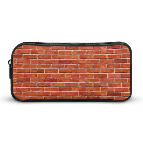 JiuPopular Federmäppchen, rote Ziegelwand-Textur, Schreibwaren-Tasche als Federmäppchen für Büro und Schule, Geschäftsreisetasche oder kleine Werkzeugbox, Make-up-Tasche für Mädchen von JiuPopular