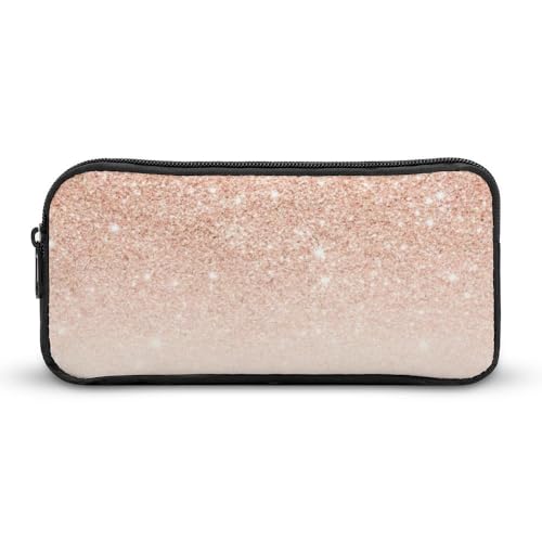 JiuPopular Federmäppchen, rotgoldener Kunstglitzer, Schreibwaren-Tasche als Federmäppchen für Büro und Schule, Geschäftsreisetasche oder kleine Werkzeugbox, Make-up-Tasche für Mädchen von JiuPopular