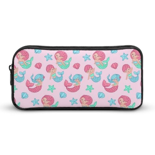 JiuPopular Federmäppchen, schönes Meerjungfrauen-Muster, Schreibwaren-Tasche als Federmäppchen für Büro und Schule, Business-Reisetasche oder kleine Werkzeugbox, Make-up-Tasche für Mädchen von JiuPopular