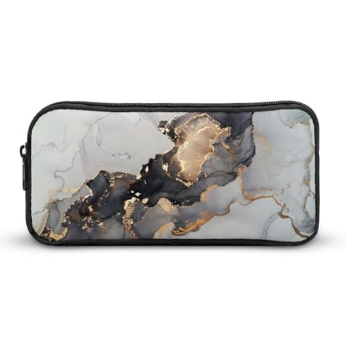 JiuPopular Federmäppchen, schwarz-goldener Marmor, Schreibwaren-Tasche als Federmäppchen für Büro und Schule, Geschäftsreisetasche oder kleine Werkzeugbox, Make-up-Tasche für Mädchen von JiuPopular
