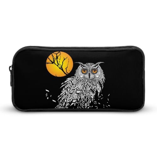 JiuPopular Federmäppchen, schwarze Eule, Schreibwaren-Tasche als Federmäppchen für Büro und Schule, Business-Reisetasche oder kleine Werkzeugbox, Make-up-Tasche für Mädchen von JiuPopular