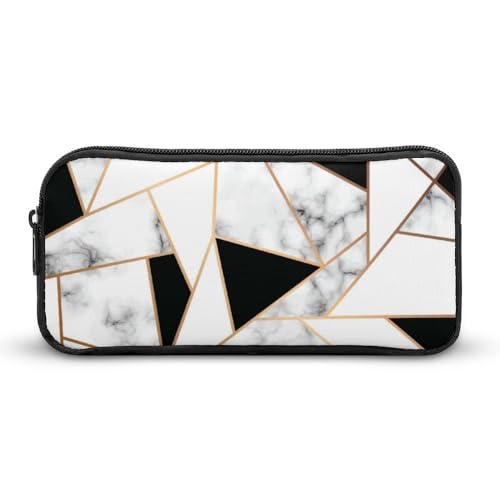 JiuPopular Federmäppchen, schwarze Marmor-Textur, Schreibwaren-Tasche als Federmäppchen für Büro und Schule, Business-Reisetasche oder kleine Werkzeugbox, Make-up-Tasche für Mädchen von JiuPopular