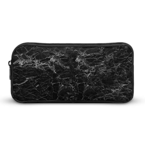 JiuPopular Federmäppchen, schwarzer Marmor, Schreibwaren-Tasche als Federmäppchen für Büro und Schule, Business-Reisetasche oder kleine Werkzeugbox, Make-up-Tasche für Mädchen von JiuPopular
