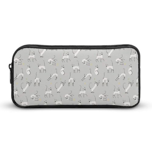 JiuPopular Federmäppchen, siamesische Katze an der Wand, Schreibwaren-Tasche als Federmäppchen für Büro und Schule, Geschäftsreisetasche oder kleine Werkzeugbox, Make-up-Tasche für Mädchen von JiuPopular