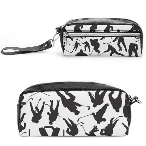 JiuPopular Federmäppchen aus Leder, Hockey-LCE-PlayerSchreibwaren-Tasche als Federmäppchen für Büro und Schule, Business-Reisetasche oder kleine Werkzeugbox, Make-up-Tasche von JiuPopular