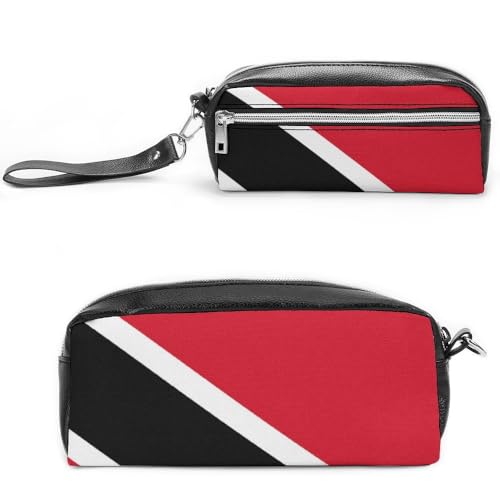 JiuPopular Federmäppchen aus Leder, Motiv: Trinidad und Tobago-Flagge, Schreibwaren-Tasche als Federmäppchen für Büro und Schule, Geschäftsreise oder kleine Werkzeugbox, Make-up-Tasche von JiuPopular