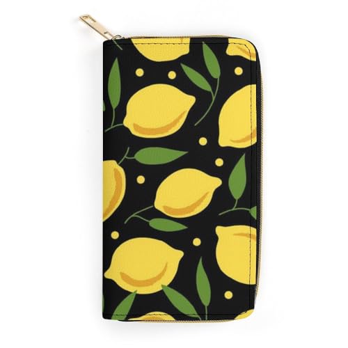 JiuPopular Geldbörse aus Leder, Cartoon-Zitrone, kleine Größe und großes Fassungsvermögen, einfach zu tragen, Stil:, 19.7x10.5cm, Modern von JiuPopular
