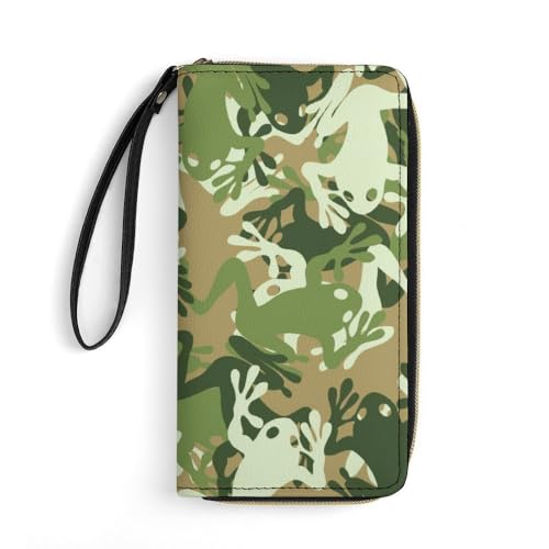 JiuPopular Geldbörse aus Leder, Frosch-Tarnmuster, mit Seil, kleine Größe und großes Fassungsvermögen, leicht zu tragen von JiuPopular