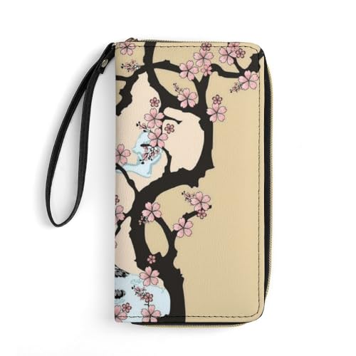 JiuPopular Geldbörse aus Leder, Fuji Mountain Cherry Tree in Japan, mit Seil, kleine Größe und großes Fassungsvermögen, leicht zu tragen von JiuPopular