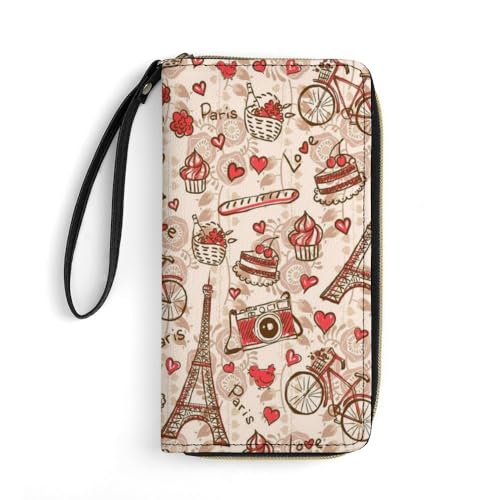 JiuPopular Geldbörse aus Leder, Paris Eiffelturm, mit Seil, kleine Größe und großes Fassungsvermögen, leicht zu tragen von JiuPopular