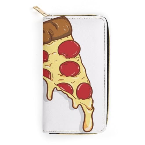 JiuPopular Geldbörse aus Leder, Pizza, kleine Größe und großes Fassungsvermögen, leicht zu tragen, Stil:, 19.7x10.5cm, Modern von JiuPopular