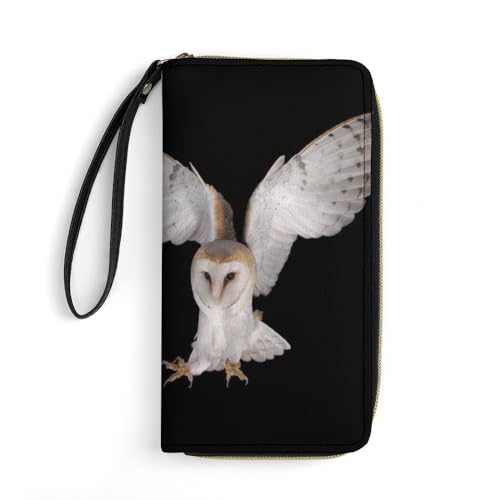 JiuPopular Geldbörse aus Leder, Schleiereule, mit Seil, kleine Größe und großes Fassungsvermögen, leicht zu tragen von JiuPopular