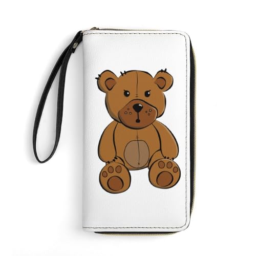 JiuPopular Geldbörse aus Leder, Teddybär, mit Seil, kleine Größe und großes Fassungsvermögen, leicht zu tragen von JiuPopular