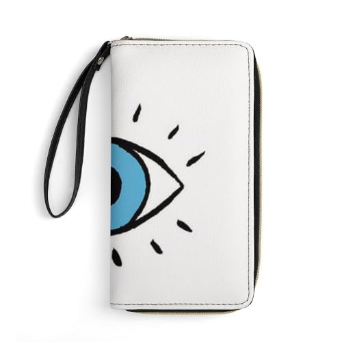 JiuPopular Geldbörse aus Leder, böser Blick, mit Seil, kleine Größe und großes Fassungsvermögen, leicht zu tragen von JiuPopular