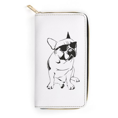 JiuPopular Geldbörse aus Leder, französische Bulldogge, kleine Biene, kleine Größe und großes Fassungsvermögen, leicht zu tragen, Stil:, 19.7x10.5cm, Modern von JiuPopular