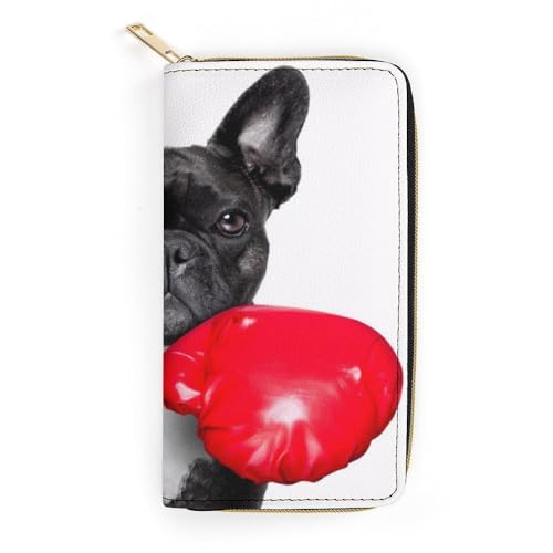 JiuPopular Geldbörse aus Leder, französische Bulldogge, kleine Größe und großes Fassungsvermögen, leicht zu tragen, Stil:, 19.7x10.5cm, Modern von JiuPopular