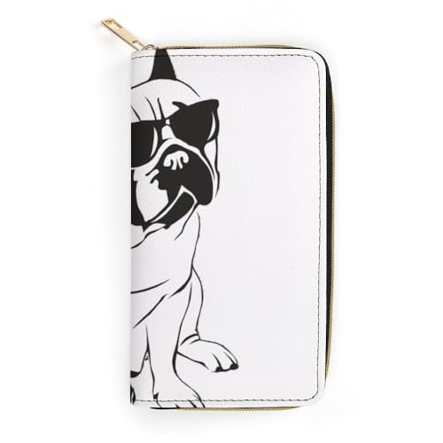JiuPopular Geldbörse aus Leder, französische Bulldogge, kleine Größe und großes Fassungsvermögen, leicht zu tragen, Stil:, 19.7x10.5cm, Modern von JiuPopular
