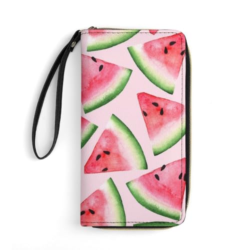 JiuPopular Geldbörse aus Leder, fruchtige Wassermelone, mit Seil, kleine Größe und großes Fassungsvermögen, leicht zu tragen von JiuPopular