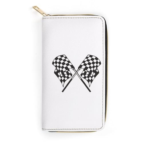 JiuPopular Geldbörse aus Leder, karierte Flaggen, kleine Biene, kleine Größe und großes Fassungsvermögen, leicht zu tragen, Stil:, 19.7x10.5cm, Modern von JiuPopular