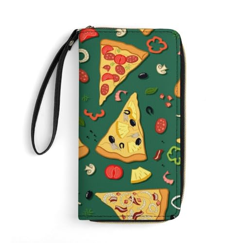 JiuPopular Geldbörse aus Leder, leckere Pizza, mit Seil, kleine Größe und großes Fassungsvermögen, leicht zu tragen von JiuPopular