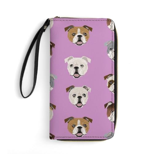 JiuPopular Geldbörse aus Leder, lustige englische Bulldogge, mit Seil, kleine Größe und großes Fassungsvermögen, leicht zu tragen von JiuPopular