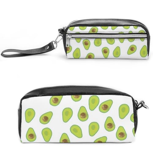 JiuPopular Leder-Federmäppchen, AvocadoSchreibwaren-Tasche als Federmäppchen für Büro und Schule, Business-Reisetasche oder kleine Werkzeugbox, Make-up-Tasche von JiuPopular