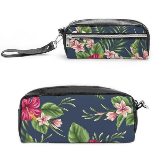 JiuPopular Leder-Federmäppchen, Blumen-Schreibwaren-Tasche als Federmäppchen für Büro und Schule, Business-Reisetasche oder kleine Werkzeugbox, Make-up-Tasche von JiuPopular