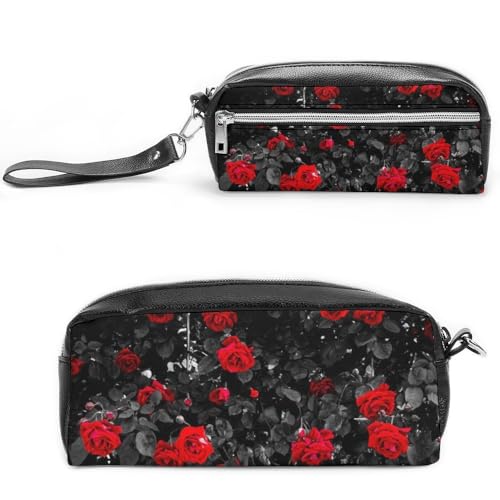 JiuPopular Leder-Federmäppchen, Büffelkariert, Wald, Weihnachten, Schreibwaren-Tasche als Federmäppchen für Büro und Schule, Geschäftsreise oder kleine Werkzeugbox, Make-up-Tasche, Style-4, 20*10 von JiuPopular