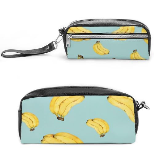 JiuPopular Leder-Federmäppchen, Cartoon-BananenSchreibwaren-Tasche als Federmäppchen für Büro und Schule, Geschäftsreisetasche oder kleine Werkzeugbox, Make-up-Tasche von JiuPopular