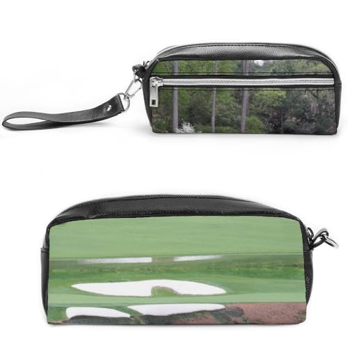 JiuPopular Leder-Federmäppchen, Golfplatz-Schreibwaren-Tasche als Federmäppchen für Büro und Schule, Business-Reisetasche oder kleine Werkzeugbox, Make-up-Tasche JiuPopular Leder-Federmäppchen, Golfplatz-Schreibwaren-Tasche als Federmäppchen für Büro und Schule, Business-Reisetasche oder kleine Werkzeugbox, Make-up-Tasche von JiuPopular